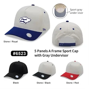5 Panels 2Tone Snapback Cap w/ Gray Underbrim