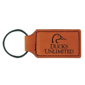 Rawhide Laserable Leatherette Rectangle Keychain