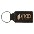 Black & Gold Laserable Leatherette Rectangle Keychain | https://www.bestnamebadges.com