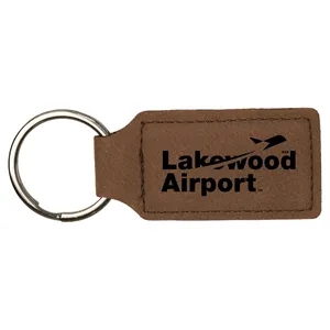 Dark Brown Laserable Leatherette Rectangle Keychain