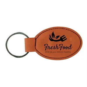 Rawhide Laserable Leatherette Oval Keychain