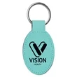 Teal Laserable Leatherette Oval Keychain | https://www.bestnamebadges.com
