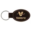 Black/Gold Laserable Leatherette Oval Keychain | https://www.bestnamebadges.com
