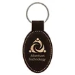 Black/Gold Laserable Leatherette Oval Keychain | https://www.bestnamebadges.com