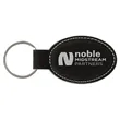 Black/Silver Laserable Leatherette Oval Keychain | https://www.bestnamebadges.com