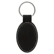 Black/Silver Laserable Leatherette Oval Keychain | https://www.bestnamebadges.com