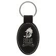 Black/Silver Laserable Leatherette Oval Keychain | https://www.bestnamebadges.com