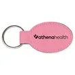 Blue/Silver Laserable Leatherette Oval Keychain | https://www.bestnamebadges.com