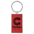 Red Leatherette/Metal Rectangle Keychain | https://www.bestnamebadges.com