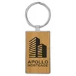 Bamboo Leatherette/Metal Rectangle Keychain | https://www.bestnamebadges.com