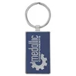 Blue & Silver Leatherette/Metal Rectangle Keychain | https://www.bestnamebadges.com