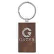 Rustic & Silver Leatherette/Metal Rectangle Keychain | https://www.bestnamebadges.com