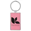 Pink Leatherette/Metal Rectangle Keychain | https://www.bestnamebadges.com