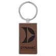 Dark Brown Leatherette/Metal Rectangle Keychain | https://www.bestnamebadges.com