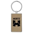 Light Brown Leatherette/Metal Rectangle Keychain | https://www.bestnamebadges.com