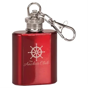 1oz. Red Stainless Steel Flask Keychain