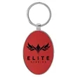 Red Leatherette/Metal Oval Keychain | https://www.bestnamebadges.com
