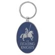 Blue & Silver Leatherette/Metal Oval Keychain | https://www.bestnamebadges.com