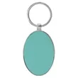 Teal Leatherette/Metal Oval Keychain | https://www.bestnamebadges.com
