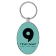 Teal Leatherette/Metal Oval Keychain | https://www.bestnamebadges.com