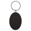 Black & Silver Leatherette/Metal Oval Keychain | https://www.bestnamebadges.com