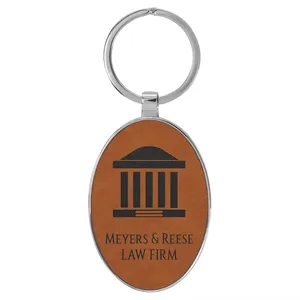 Rawhide Leatherette/Metal Oval Keychain