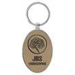 Light Brown Leatherette/Metal Oval Keychain | https://www.bestnamebadges.com