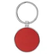 Red Leatherette/Metal Round Keychain | https://www.bestnamebadges.com