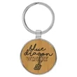 Bamboo Leatherette/Metal Round Keychain | https://www.bestnamebadges.com