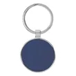 Blue & Silver Leatherette/Metal Round Keychain | https://www.bestnamebadges.com