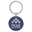 Blue & Silver Leatherette/Metal Round Keychain | https://www.bestnamebadges.com