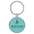 Teal Leatherette/Metal Round Keychain | https://www.bestnamebadges.com