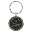 Gray Leatherette/Metal Round Keychain | https://www.bestnamebadges.com