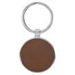 Dark Brown Leatherette/Metal Round Keychain | https://www.bestnamebadges.com