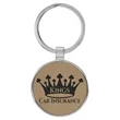 Light Brown Leatherette/Metal Round Keychain | https://www.bestnamebadges.com