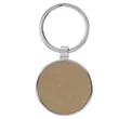 Light Brown Leatherette/Metal Round Keychain | https://www.bestnamebadges.com