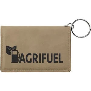 Light Brown Leatherette Keychain ID Holder