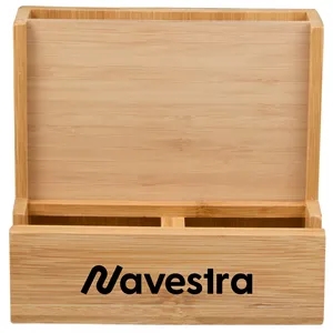 FSC® 100% Bamboo Photo Frame Desktop Organizer | https://www.bestnamebadges.com