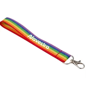 Recycled Rainbow Wrist Lanyard | https://www.bestnamebadges.com