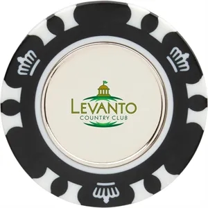 Recycled Poker Chip w/ Metal Ballmarker | https://www.bestnamebadges.com
