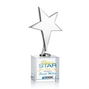 Tuscany Chrome Star VividPrint™ Award on Granby Base - Clear | https://www.bestnamebadges.com