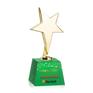Tuscany Gold Star VividPrint™ Award on Robson Base - Green | https://www.bestnamebadges.com