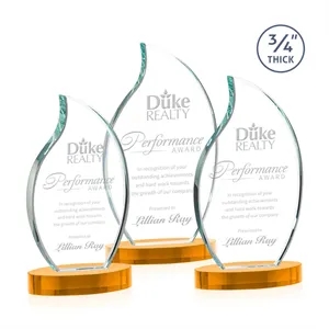 Croydon Flame Award on Alberton Base - Amber | https://www.bestnamebadges.com