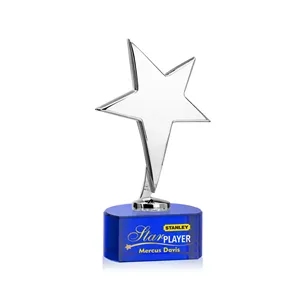 Tuscany Chrome Star VividPrint™ Award on Paragon Base - Blue | https://www.bestnamebadges.com