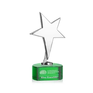 Tuscany Chrome Star on Paragon Base - Green | https://www.bestnamebadges.com