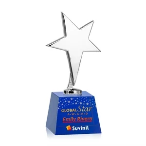 Tuscany Chrome Star VividPrint™ Award on Robson Base -  Blue | https://www.bestnamebadges.com