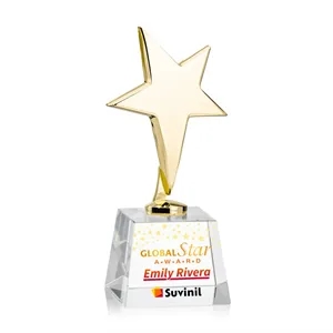 Tuscany Gold Star VividPrint™ Award on Robson Base - Clear | https://www.bestnamebadges.com