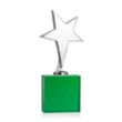 Tuscany Chrome Star on Woodlawn Base - Green | https://www.bestnamebadges.com
