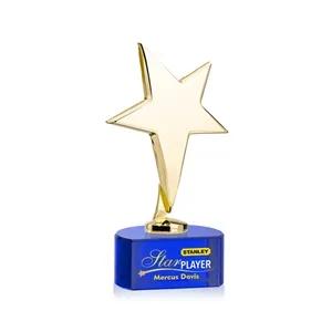 Tuscany Gold Star VividPrint™ Award on Paragon Base - Blue | https://www.bestnamebadges.com