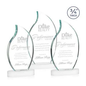 Croydon Flame Award on Alberton Base - White | https://www.bestnamebadges.com